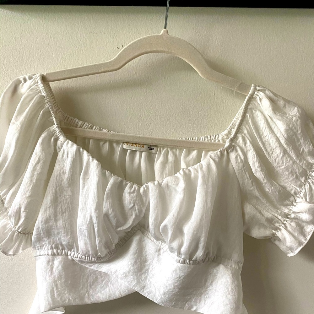 White Ruffle Tie top, size small